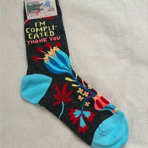 Blue Q Women’s Crew Socks - Size 5-10 - I’m Complicated Thank you